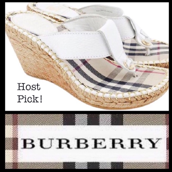 🌟HP🌟Burberry White Nova Check Espadrille Thong 9